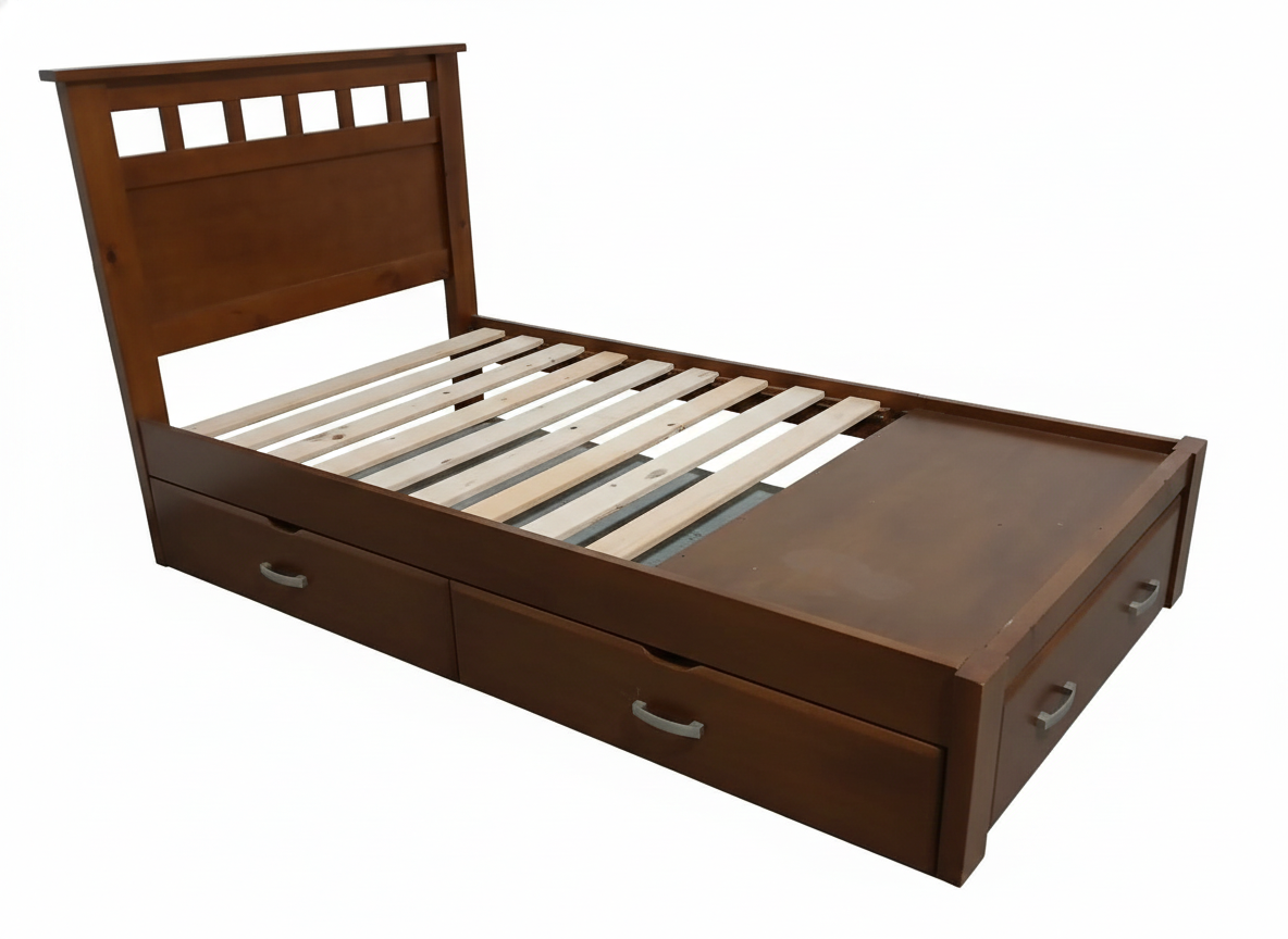HOMEFUR KING SINGLE BED WITH 2 DRAWERS