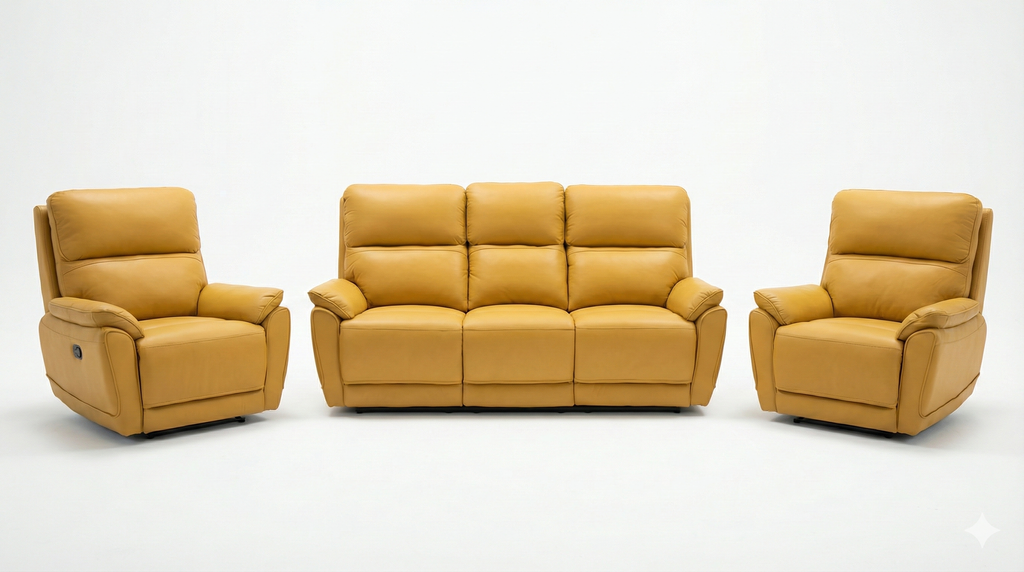 YORK LEATHER RECLIENER 3+1+1