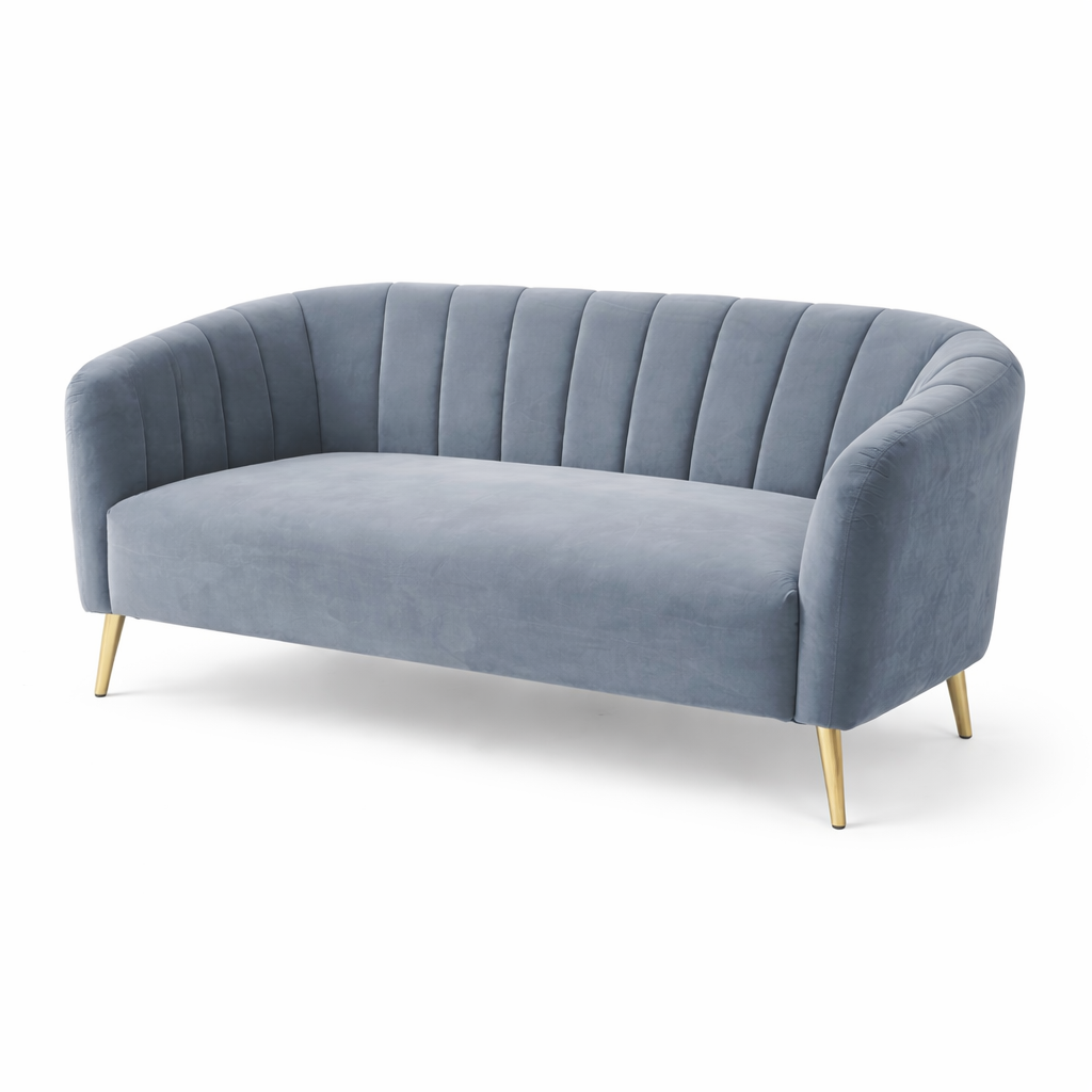 Modern Velvet Curved 2-Seater Sofa