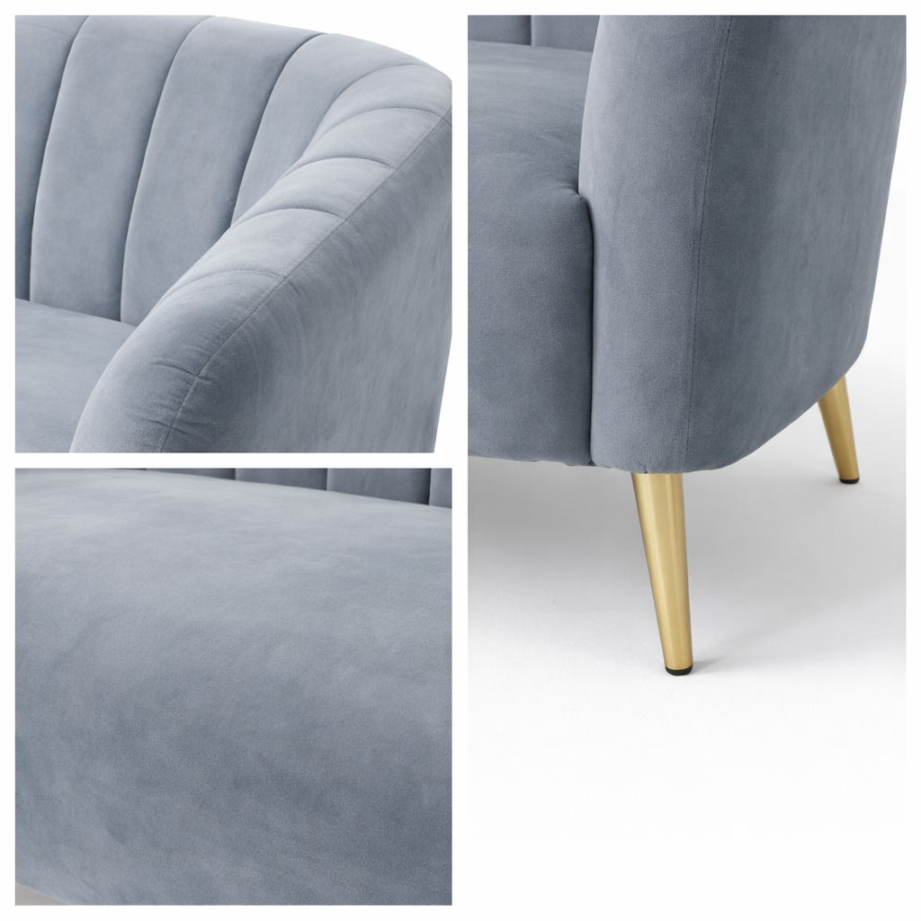 Modern Velvet Curved 2-Seater Sofa