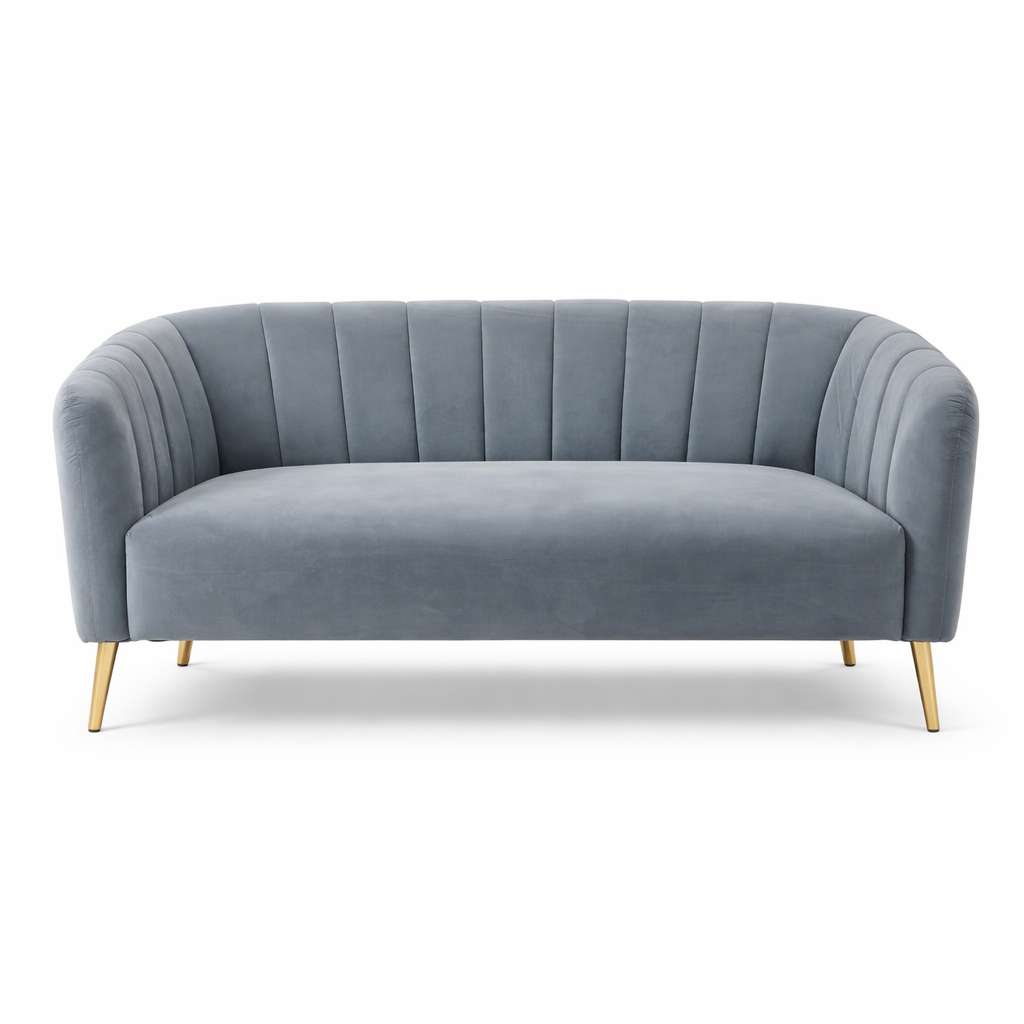 Modern Velvet Curved 2-Seater Sofa