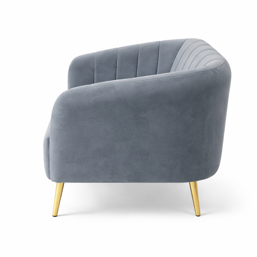 Modern Velvet Curved 2-Seater Sofa